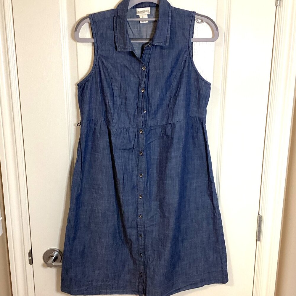 Motherhood Maternity Women's Denim Cotton Button Down Shirt Dress Size S